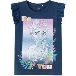 NAME IT Meisjes Nmfjenny Frozen Ss Top Box Wdi T-shirt, dark denim, 92