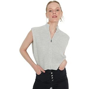 TRENDYOL Dames crop gebreide cardigan sweater, grijs, S, grijs, S