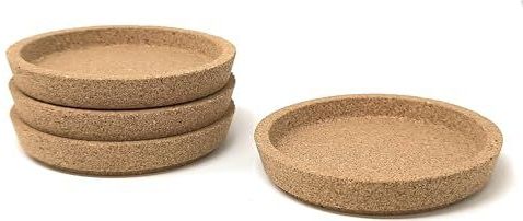 Ikea 365+ Kurk Onderzetters met Diepe Groef Insert 4 (10cm), Bescherm Tafelblad Oppervlak, Grote Hack Sieraden Schotel (4, 4 Diameter)