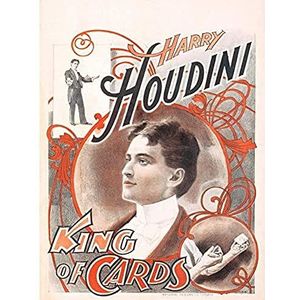 Wee Blue Coo Advertentie goochelaar ontsnappen kunstenaar Harry Houdini koning kaarten grote kunst print poster muur decor 18x24 inch