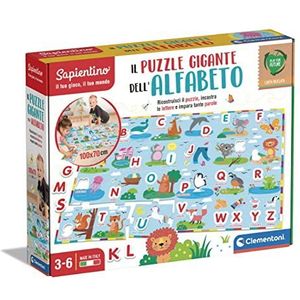 Clementoni Sapientino 16437 Enorme Dell'Alfabet-educatief spel 3 jaar, puzzel alfabet voor kinderen, 24 delen, leren van de letters Made in Italy, kleur Italiaans