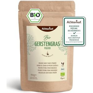 Vom-Achterhof, gerstegraspoeder, biologisch (500 g), van Duitse teelt, rauwkostkwaliteit, 100% gerstegraspoeder, gecontroleerd op residu, antioxidanten