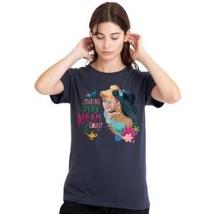 Disney prinses Assepoester, Jasmine Making Every Dream Count dames T-shirt, diep marineblauw, X-Large, Diepe marine, XL