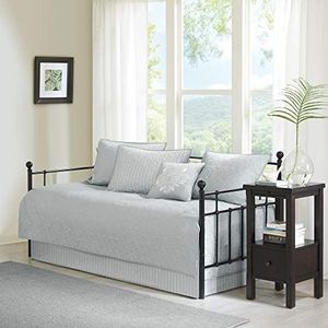 Madison Park Quebec Daybed Size Quilt Bedding Set - Khaki, Damask – 6 Piece Bedding Quilt Coverlets – Ultra Soft Microfiber Bed Quilts Quilted Coverlet