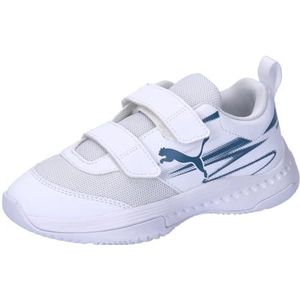 PUMA Varion Ii V Jr Indoor Court Schoen voor kinderen, uniseks, Puma Wit Blauwe Horizon, 31 EU