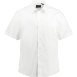 JP 1880 Heren L-8XL tot 8XL korte mouwen businesshemd van puur katoen met borstzak Variokraag & Comfort Fit, sneeuwwit, 7XL