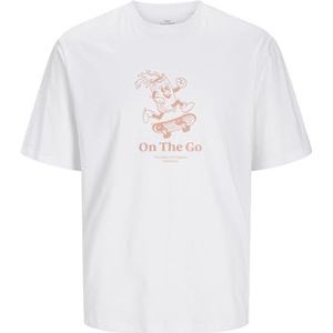 Jack & Jones Jorgame Tee Ss Crew Neck Tg, Helder wit/print: oranje print, S
