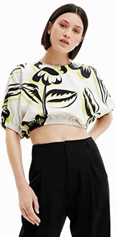 Desigual Damesblouse met korte mouwen, wit, L