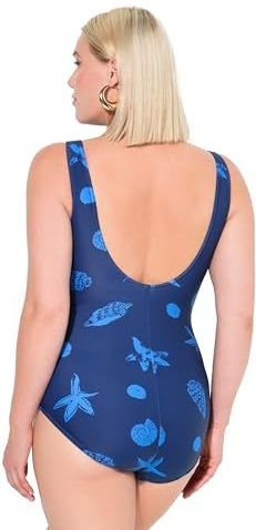Ulla Popken - Badpak Alice - Marineblauw - Plus Size - Softline DG