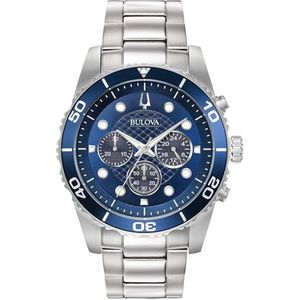 Bulova Heren chronograaf Quarz horloge met roestvrijstalen band 98A209, Zilver, armband