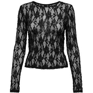 Only - Onlalba Lace Top - T-shirt - Zwart - Dames