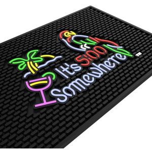 Ultra hoogwaardige barmat - ""It's 5:00 Somewhere"" 30 x 45 cm rubberen staafmat; Onderhoudende en levendige barmat voor thuisbar; duurzame staafmatten voor aanrecht; droogmat voor aanrecht