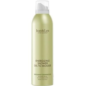 Jean & Len Energising Shower Gel To Mousse Bergamot & Cederhout, met amandel-, jojoba- & babassu-olie, voor een geurige reiniging, voor de normale huid, doucheschuim, zonder siliconen, 200 ml