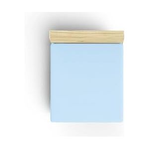 Premium Ranforce Single Fitted Sheet, lichtblauw, 100 x 200 + 30 cm, 100% katoen, 155 draadtelling, 117 gr/m², machinewasbaar op 30 °C, zacht en duurzaam