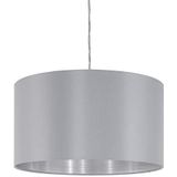 Eglo Maserlo, Hanglamp van textiel met 1 ledlamp, hanglamp van staal en stof, kleur: nikkel mat, grijs, zilver. Fitting: E27, diameter: 38 cm.