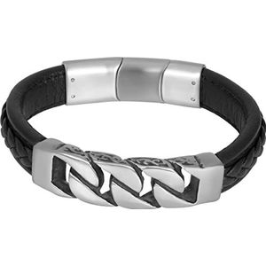 iXXXi Men Leren Heren armband Rain Zilver Mat | 21cm