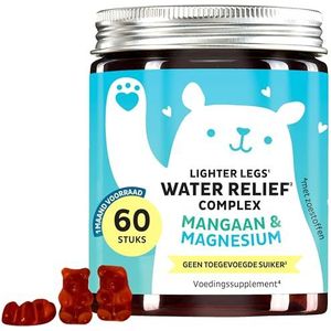 Water Relief Gummies – Elektrolytenbalans – Lichte Benen - Vitamine C, Magnesium, Mangaan, Brandnetelextract – 60 stuks (1 maand) – Geen Toegevoegde Suikers & Vegan – Bears with Benefits