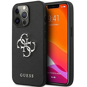 Guess GUHCP13LSA4GSBK hoes voor iPhone 13 Pro/13 6.1"" zwart Saffiano 4G metalen logo