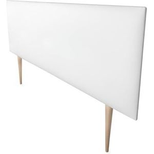 Mattfy Hoofdbord Nantes gevoerd + poten, hoogwaardige bekleding van kunstleer, praktisch en aantrekkelijk design, hout, wit, 160 x 60 cm (bed 150)