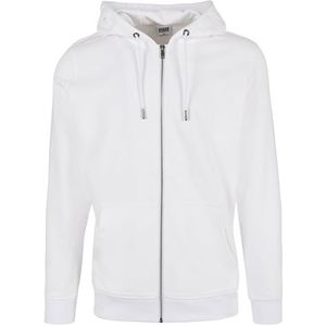 Urban Classics Basic Terry Zip Hoodie Heren, Sweatjack met Capuchon, Verkrijgbaar in Vele Kleuren, Maten S - 5XL, Wit, S