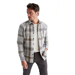 DeFacto Heren shirt met lange mouwen voor heren (LT.Grey,XXL), Lt.grey, XXL