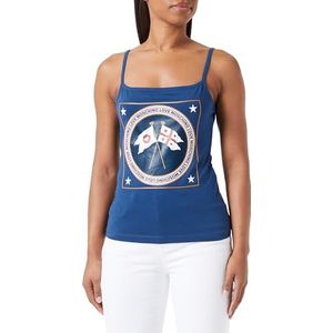 Love Moschino Women's Tight Fit Tank Top, Blue, 42, blauw, 42