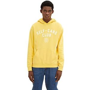 Tom Tailor Denim heren 1034098 Hoodie sweatshirt met print, 10382 - Milky Sunflower Yellow, XL