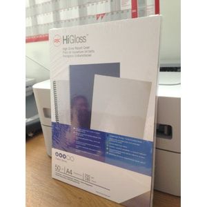 GBC CR121870 cover HiGloss Combo, karton met folie, 250 g/m², 50 stuks, transparant/wit