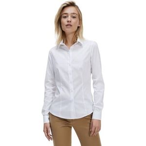 Gilby Park Madison Slim fit Blouse Dames Wit maat XXL - Getailleerd Overhemd Dames met lange mouw van easy-iron Oeko-Tex katoen met stretch - Elegante Damesblouse voor zakelijk kleding en vrije tijd