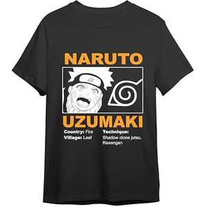Comic Studio Camiseta | Naruto Uzumaki karakter | | L T-shirt, zwart/wit, L, Zwart/Wit, L