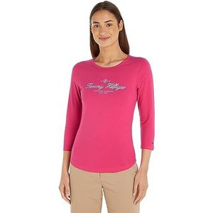 Tommy Hilfiger L/S gebreide tops voor dames, Bright Cerise Roze, XXS