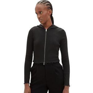 TOM TAILOR Denim T-shirt met lange mouwen voor dames, 14482 - Deep Black, M