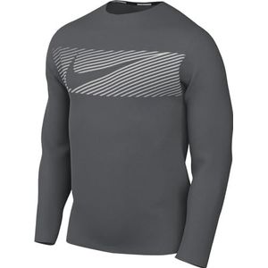 Nike Heren Top M Nk Df Uv Miler Top Ls Flash, Iron Grey/Reflective Silv, FB8552-068, L