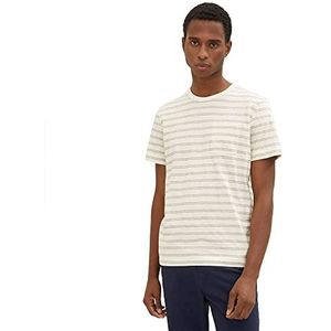 TOM TAILOR Uomini T-shirt 1035540, 31212 - Off White Navy Small Stripe, XL