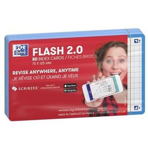 Oxford Flash 2.0 Flashcards A7 geruit 5mm turquoise pak 80 kaartjes