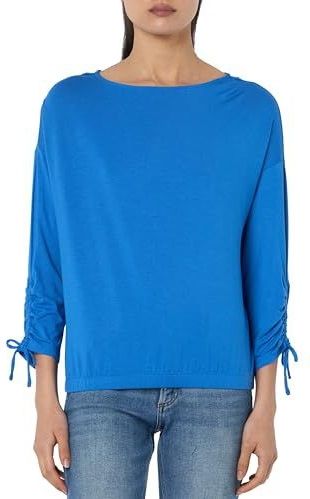 s.Oliver - Shirt - Blauw - Lange Mouwen - Plooien aan de Mouwen