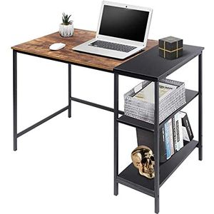 BAKAJI Bureau met boekenkast, 3 planken, werktafel, pc-computer, frame van metaal en tafelblad van MDF-hout, antiek en zwart, inrichting, thuis, kantoor, kinderkamer, afmetingen 120 x 60 x 75 cm