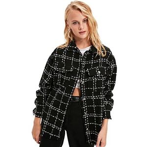 Trendyol Dames Zwart Mobile Detail Plaid Jacket Shirt, 34