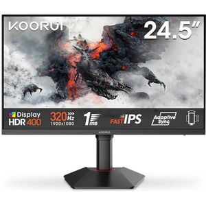 KOORUI G2511E 25 Inch Gaming Monitor,320Hz, IPS, Full-HD 1080P, 1ms, Adaptive Sync, Lifting Adjustable, VESA Mountable, HDMI/DP, Low Blue Light, 99% SRGB