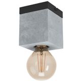 EGLO Plafondlamp Prestwick 3, 1-lichts industrieel design woonkamerlamp, lamp plafond van grijs beton en zwart metaal, plafondverlichting voor slaapkamer, E27 fitting