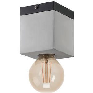EGLO Plafondlamp Prestwick 3, 1-lichts industrieel design woonkamerlamp, lamp plafond van grijs beton en zwart metaal, plafondverlichting voor slaapkamer, E27 fitting
