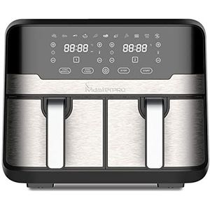 MasterPRO Rocket Duo 900 Hot Air Fryer Double | Zwart | 9L capaciteit en 2100W Power | LED Touch Screen and Non-stick Basket | Fryer | 11 functies in 1