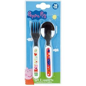 006108 PEPPA PIG dekselset met vork en lepel voor kinderen, hoogte 13,5 x 3 cm