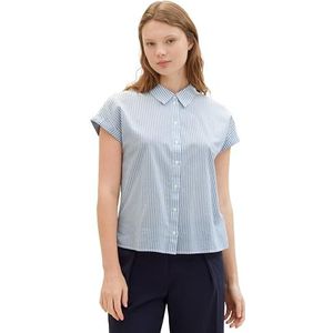 TOM TAILOR Denim Damesblouse, 34878 - Blauw Wit Strripe, XL