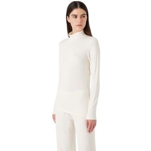 Emporio Armani Turtleneck Fluid Viscose T-shirt voor dames, Pale Cream, XL