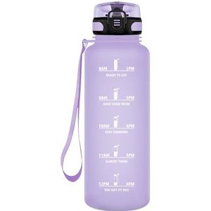 HoneyHolly Drinkfles sport, 1500 ml, lekvrij, kunststof, waterfles, geschikt voor koolzuurhoudende dranken, sportfles voor fiets, kinderen, school, fitness, yoga, lichtpaars