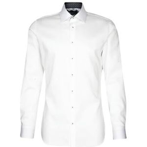 Seidensticker Zakelijk overhemd voor heren, slim fit, strijkvrij, kent-kraag, lange mouwen, 100% katoen, wit, 44