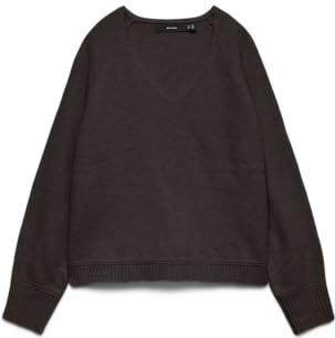 VERO MODA Vmaquarius Ls V-hals raglan trui Bf, chocolade taart, M
