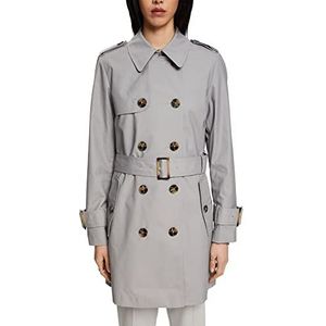 Esprit Collection Trenchcoat met dubbele rij knopen, medium grijs, XXL