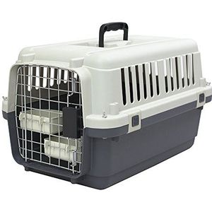 SportPet Designs Plastic Kennels Rolling Plastic Draad Deur Travel Dog Crate - Small - No Wheel, Tan